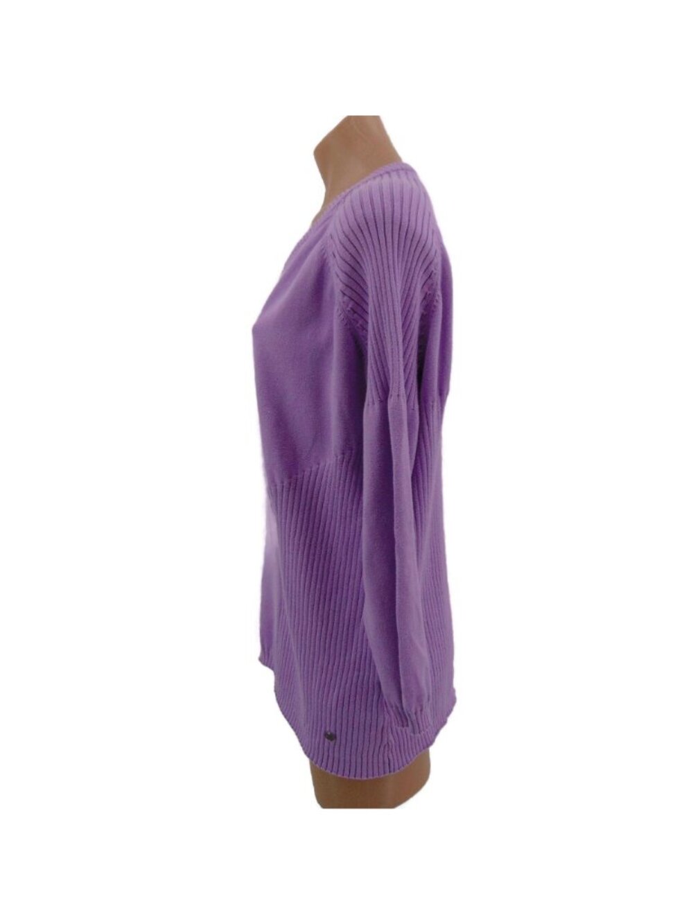 Cracked Wheat Women's Purple Ribbed V Neck Sweater XXL Cotton Golf Pickleball - Picture 2 of 14